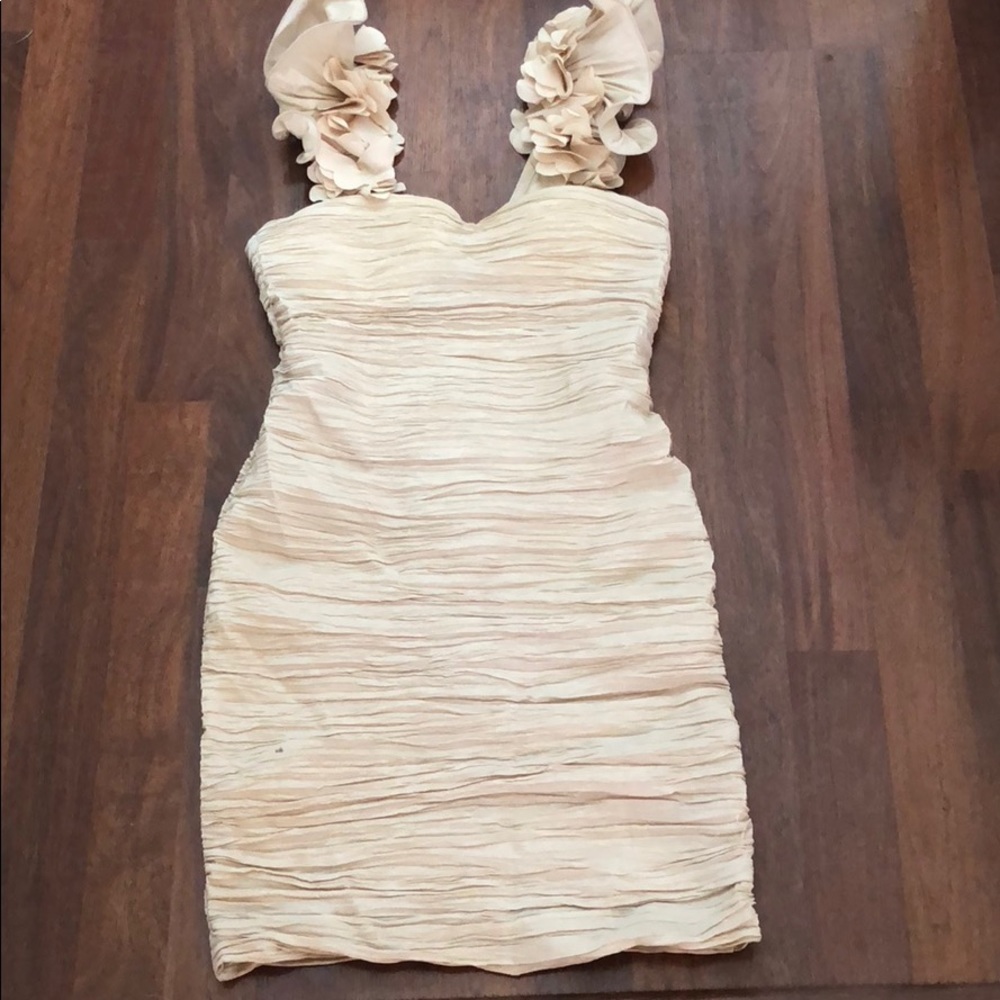 Champagne Ruffle Sleeve Dress - Size M